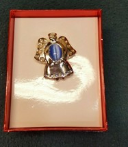 Guardian Angel Pin Silver with Blue Stones Hearts New in Box - £8.98 GBP