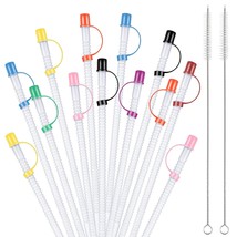 24 Pack Flexible Straws With Drinking Straw Caps Long Flexible Plastic Bendable  - £18.06 GBP