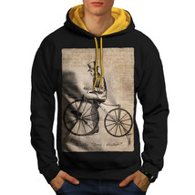 Wellcoda Man On Bicycle Mens Contrast Hoodie, Old Casual Jumper - £31.65 GBP