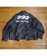 Vintage Men&#39;s Black Leather Coat Jacket &quot;333 Only Half Evil&quot; Size 48 - €80,90 EUR