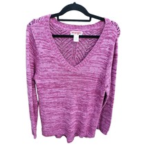 Wrangler Pullover Sweater Large Womens Long Sleeve V Neck Pink Casual - £14.69 GBP