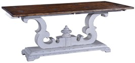 Console Table Cambridge Flip Top Antiqued White Pecan Wood Scroll Pedestal - £1,977.71 GBP