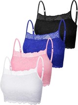 Boao 4 Pieces Women&#39;s Lace Camisole Stretch Half Cami Breathable Bra Lar... - $19.00