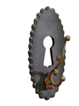 Large Key Doorplate Hook Metal Vintage Antique Look 11&quot; High Rustic Brown - $19.79