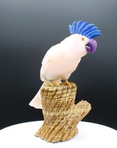 Amazing Rose Quartz Cockatoo Carving, With lapis Lazuli Crest And Sugilite Beak  - £184.79 GBP