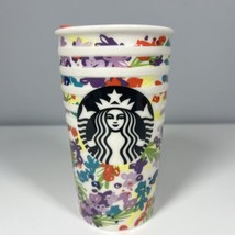 2016 Starbucks Stacked Floral Cups Design Ceramic Travel Tumbler 10 oz NEW - £19.83 GBP