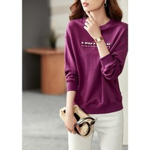 Vimly Sweatshirt for Women 2022 Autumn New Vintage Casual Commuter O-Neck Letter - £113.30 GBP