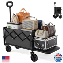 Geisoun Collapsible Wagon with Wheels &amp; Tailgate 350LBS Foldable Utility... - $63.70
