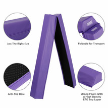 Balance Beam 6Ft Purple Extra Firm Vinyl Folding Gymnastics Beam Tumblin... - $65.99