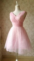 Cute Pink V-neck Short Princess Dress Sleeveless Pink Tutu Birthday Party Dress
