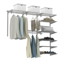 Custom Closet Organizer Kit 4 to 6 FT Wall-mounted Closet System w/Hang Rod Grey - £142.08 GBP