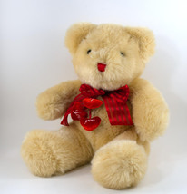 Bear With Three Hearts Embroidered &quot;I LOVE YOU&quot;  Plush Lt. Tan 10&quot; - $10.99