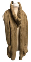 Simonetta Tan Beige Khaki Cable Knit Cowl Neck Poncho Cape Scarf Wrap Warm - £11.36 GBP