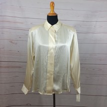 Silk Designs Off White Cream Button Down Silk Blouse Size 14 NWT - $552.23 MXN