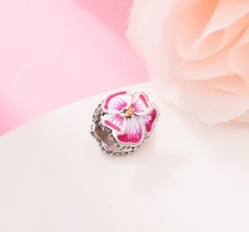 2023 New Authentic S925 Pink Flower Charm for Pandora Bracelet  - £9.42 GBP