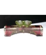RARE - LIULI GONGFANG ART GLASS - DUAL CUPS BRIDGE LOVE WEDDING ANNIVERS... - $290.00