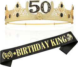 50TH Birthday King Crown and Birthday King Sash,50Th Birthday Gifts for ... - €31,44 EUR