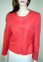 TALBOTS Deep Peach Floral Embossed Italian Cotton Blend Dress Jacket (10P) - £30.74 GBP