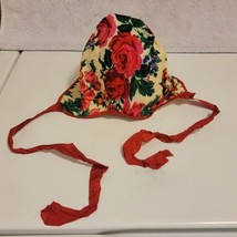 Vintage Child&#39;s Costume Floral Folk Art Swedish Bonnet Hat 1950s Ribbon ... - £51.79 GBP