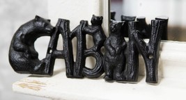 Rustic Western Black Bears And Cub With Logs CABIN Cast Iron Wall Sign Decor - £20.03 GBP