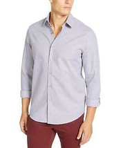 Tasso Elba Men Shirt Salerno Dobby Weave Plaid Button Down, Size Medium - $25.74