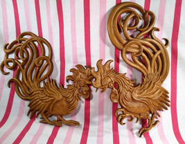 Amazing Mid Century Modern 1960’s Vermay 2pc Rooster Cast Aluminum Wall Hangings - £30.46 GBP