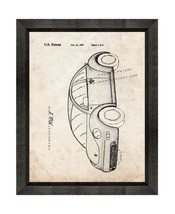 Volkswagen Beetle Car Patent Print Old Look with Beveled Wood Frame - $24.95+