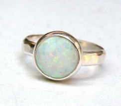 Genuine White Opal 3.75 Ct Gemstone Ring October Birthstone 14k Gold Plated Ring - £92.34 GBP