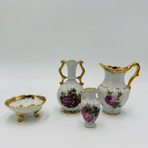 Limoges France Porcelain Miniature Painted Set Mini Vase Urn Bowl - £69.87 GBP