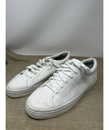 Bershka Man White Leather Lace Up Sneakers Shoes Size 45 US 12 - $40.32 CAD