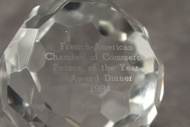 Vintage Crystal Honeycomb Paperweight French American Chamber of Commerc... - £80.69 GBP