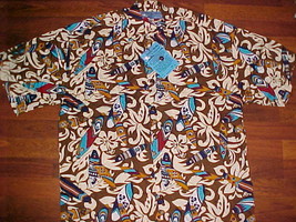HOLO HOLO For The Journey 70s Aloha Tribal Tiki Brown Hawaiian Shirt XL New - £7.78 GBP