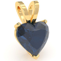 Lab-Created Sapphire Heart Solitaire Pendant In 14k Yellow Gold - £156.53 GBP