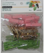 Recollections TROPICAL LIFE Clothespins bright pink green foil gold 30 p... - $16.63 CAD
