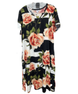 NWT 2.0 LuLaRoe XL Black &amp; White with BIG Peach Flowers Jessie Swing Dress - $44.54