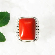 925 Argent Sterling Corail Bague Handmade Pierre Précieuse Bijoux Tout Taille - £32.09 GBP