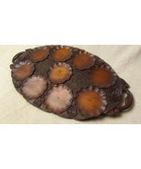 Antique Handcarved Lily Pad &amp; Lilies Teak Serving Tray - $2,765.70 MXN