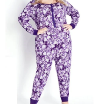 Avenue Women&#39;s Union Suit One Piece Purple Heart Print Snap Front Plus 2... - £27.37 GBP