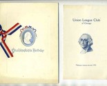 Union League Club Menu Program Songs 1919 Chicago Illinois Washington&#39;s ... - $208.42