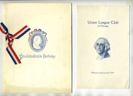 Union League Club Menu Program Songs 1919 Chicago Illinois Washington&#39;s Birthday - £163.22 GBP