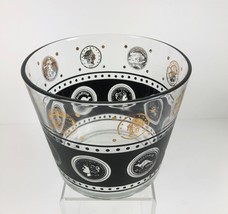 Vintage Black and Gold Coins MCM Glass Ice Bucket Mid Century Modern - £9.45 GBP