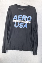 Aeropostale Mens T Shirt Black Crew Graphic Logo Long Sleeve Adult Sz XL - $14.65