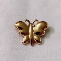 Vintage Monet Signed Gold Tone Butterfly Brooch Pin Smooth Simple 1&quot; - £9.23 GBP