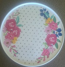 Pioneer Woman ~ 10.5&quot; Melamine Pie/Cake Plate ~ Pink Floral ~ Scalloped Edges - £23.59 GBP