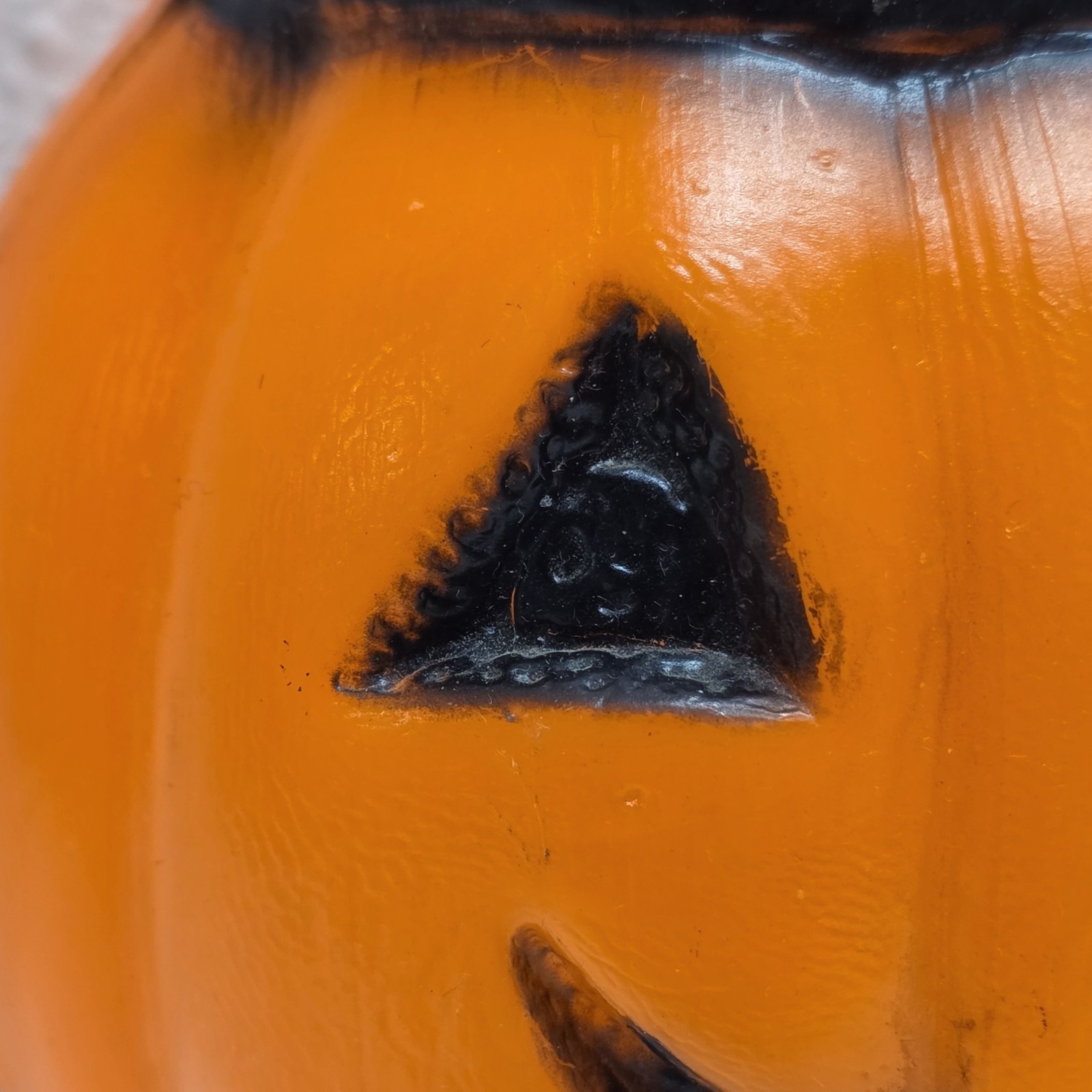 Vintage Plastic Blow Mold Pumpkin Smiling Jack-O- Lantern Decoration Item image 3