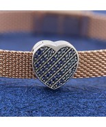 2021 Spring Release Sterling Silver Reflexions™  Blue Pavè Heart Clip Ch... - £13.84 GBP