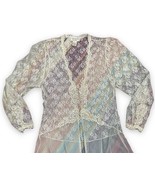 Vtg Gold Label Victoria&#39;s Secret Long Ivory Sheer Lace Robe Peignoir Seq... - £52.80 GBP