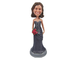 Custom Bobblehead Bridesmaid In Strapless Gown With Roses In Hand - Wedding &amp; Co - £71.14 GBP