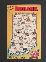 Indiana IN State Map Large Letter Greetings Dexter Press c1960s UNP Postcard (a) - £3.98 GBP