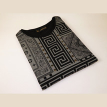 Men LAVERITA European Fashion Crew Shirt Studs Medusa 12120 Black Gray image 3
